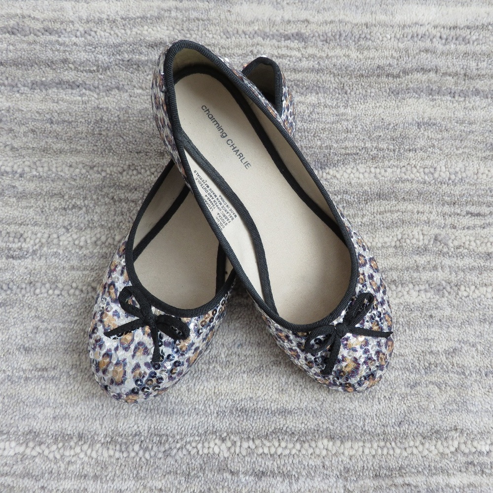 Charming Charlie Sequin Leopard Flats